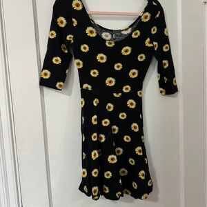 Sparkle & Fade Black Dress with Sunflower Pattern